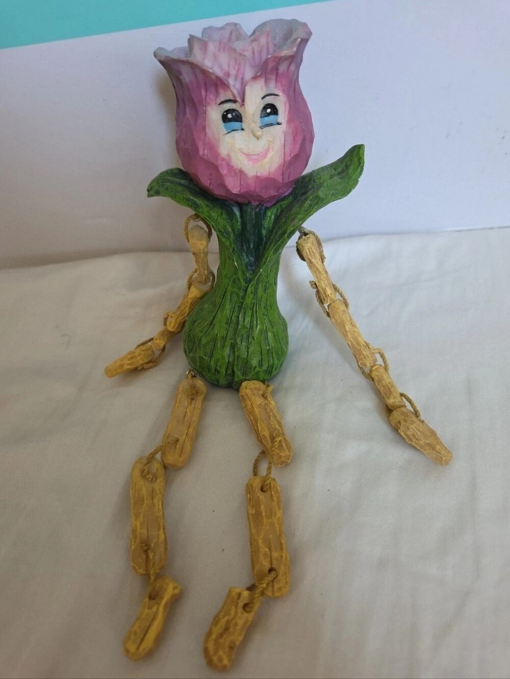 Anthropomorphic Tulip Flower Shelf Sitter Pink Tulip Petal